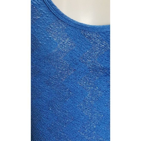 BKE Women's Small Tank Stretchy Blue Zig-Zag - Picture 5 of 10